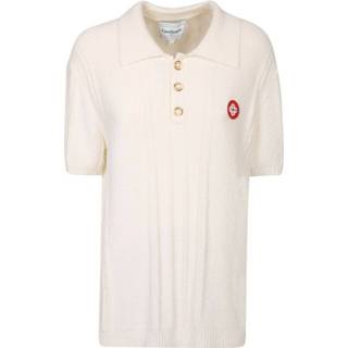 👉 Poloshirt wit l mannen Logo embroidered knitted polo shirt Casablanca , Heren