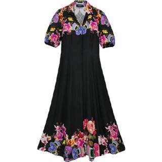 👉 Dress zwart XL vrouwen floral lapel collar Desigual , Dames