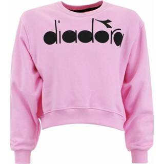 👉 Roze vrouwen Felpa Cropped Over FIT Diadora , Dames