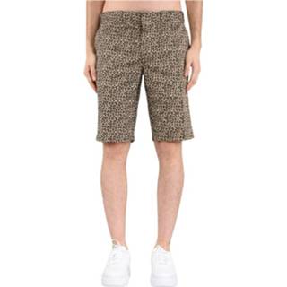 👉 Bermuda beige zilver W33 W34 mannen silver firs leopard in cotone Dickies , Heren
