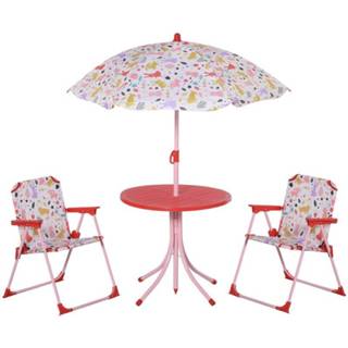 Terrastafel rood active kinderen Sunny 4-delige kinderzitgroep tuintafel 2 klapstoelen parasol 3-5 jaar 6011600893873