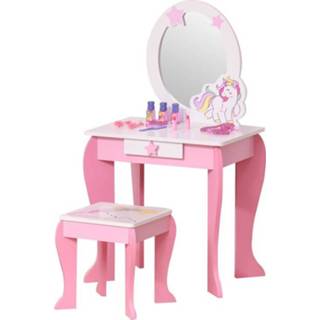 👉 Kruk active kinderen HOMdotCOM 2-delige kinderkaptafel met kaptafel lade van MDF-acryl 6011625489471