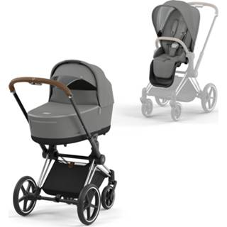 👉 Kinderwagen bruin grijs active kinderen Cybex Priam 4 Compleet - Chrome Brown Frame Soho Grey 2500001516329