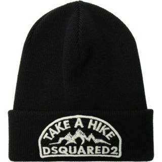 👉 Beanie zwart onesize mannen With Patch Dsquared2 , Heren 8058097848076