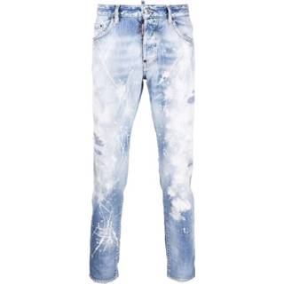 👉 Skinnyjeans blauw mannen Paint Splatter Skinny Jeans Dsquared2 , Heren