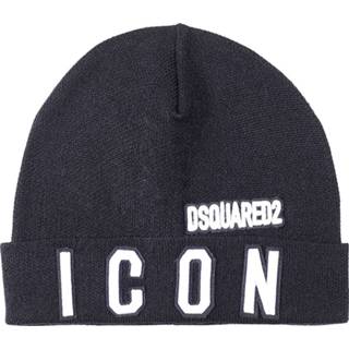 👉 Beanie zwart mannen Icon Logo-Embroidered Knitted Dsquared2 , Heren