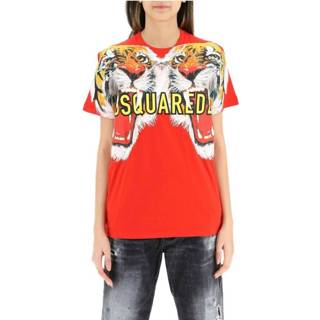 👉 Print T-shirt rood l vrouwen Maxi d2 tiger Dsquared2 , Dames