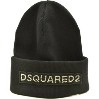 👉 Beanie zwart onesize vrouwen Logo Patch Dsquared2 , Dames