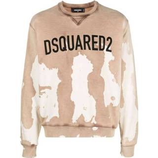 👉 Sweatshirt bruin XL mannen Logo-Print Bleached-Effect Relaxed Dsquared2 , Heren