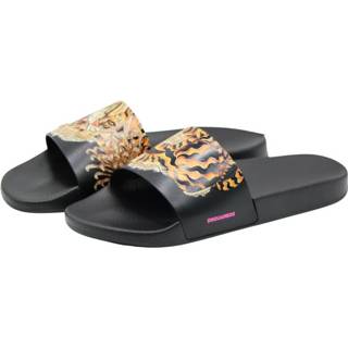 👉 Zwart mannen Tiger Print Slides Dsquared2 , Heren