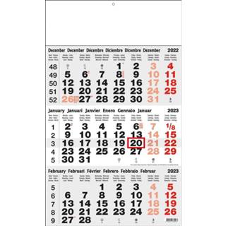 Grijs stuks true karton scheurkalenders 3-maandkalender Classic grijs, 2023 5414521330167