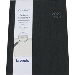 👉 Agenda zwart XL stuks true gebonden kantooragenda Brepols Optivision agenda, Kashmir, Nederlandstalig, zwart, 2023 5412303377072