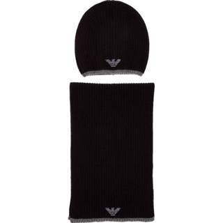 👉 Beanie zwart onesize mannen hat with scarf Emporio Armani , Heren 8059516377917