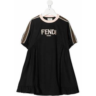 👉 Short sleeve zwart vrouwen Logo-print Dress Fendi , Dames 8058613410558