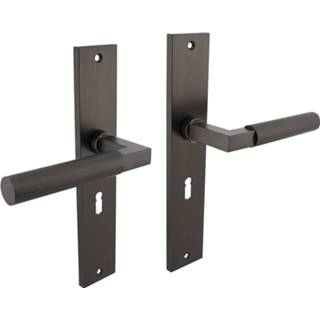 👉 Deurkruk antraciet zamac Intersteel Bau-Stil op schild blind - 8714186554937