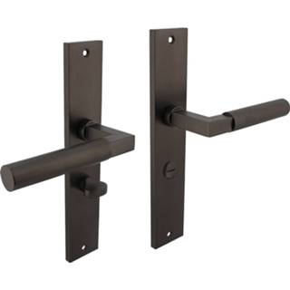 👉 Deurkruk antraciet zamac Intersteel Bau-Stil op schild met toilet-/badkamersluiting - 8714186555002