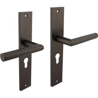 👉 Deurkruk antraciet zamac Intersteel Bastian op schild profielcilinder 55mm - 8714186555798