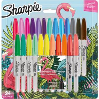 👉 Viltstift stuks fijn permanent markers alcohol Sharpie permanente marker flamingo pack, fijne punt, blister van 24 in geassorteerde kleuren 3026981697661