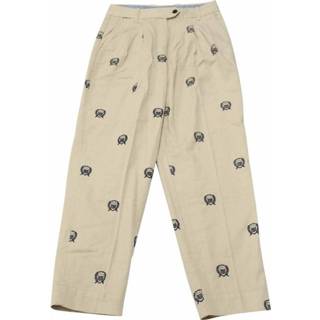 👉 Chino beige mannen High-Waisted Crest Embroidery Pleated Chinos In Print Gant , Heren