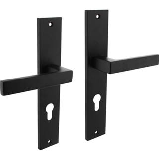 Deurkruk zwart zamac Intersteel Hera op schild profielcilinder 72mm - mat 8714186555330