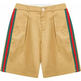 👉 Bermuda beige mannen con patch web Gucci , Heren