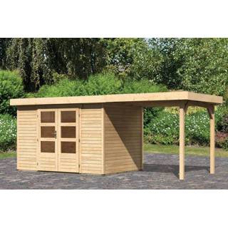 👉 Tuinhuisje Karibu | Tuinhuis Malta 4 met Overkapping 2,4 Onbehandeld 4010090314372