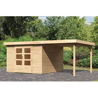 👉 Tuinhuisje Karibu | Tuinhuis Malta 6 met Overkapping 2,4 Onbehandeld 4010090314402