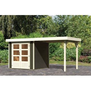 👉 Tuinhuisje Karibu | Tuinhuis Malta 2 met Overkapping 2,4 Terragrijs 4010090314365