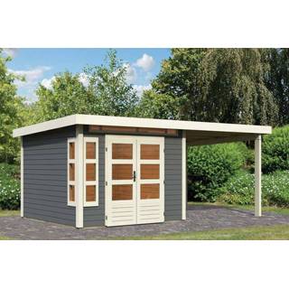 👉 Tuinhuisje Karibu | Tuinhuis Kastorf 6 met Overkapping 2,6 Terragrijs 4010090315379