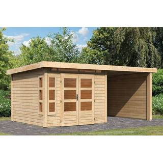 👉 Tuinhuisje Karibu | Tuinhuis Kastorf 6 met Overkapping 2,6, Zij- en Achterwand 28 mm Onbehandeld 4010090315409