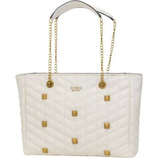 👉 Beige onesize vrouwen Borsa Tote Shopping con borchie Guess , Dames 3400001835446