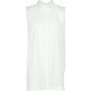 👉 Sleeveless wit m vrouwen Collared Blouse Helmut Lang , Dames