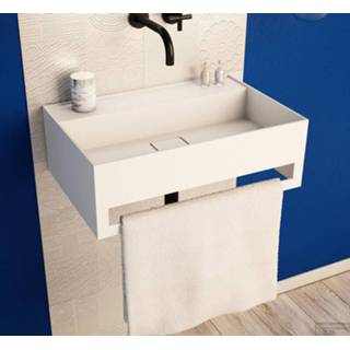 👉 Fontein Mat Wit Ideavit Solidbliss 60x40x20 cm Solid Surface Handdoek Ophang Mogelijkheid 8719304935292