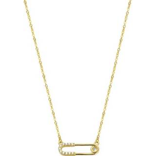 👉 Hals ketting zilveren active Verguld Collier met Speld en Zirkonia