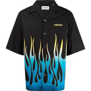 👉 Shirts korte mouw zwart XL mannen Short sleeve shirt with flame print Kenzo , Heren