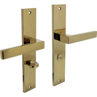 👉 Deurkruk PVD messing zamac Intersteel Hera op schild met toilet-/badkamersluiting - 8714186558119