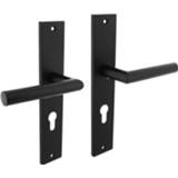 👉 Deurkruk zwart zamac Intersteel Bastian op schild profielcilinder 72mm - mat 8714186556115