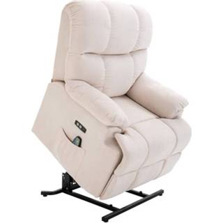 👉 Massagestoel pluche active HOMdotCOM met warmtefunctie relaxstoel afstandsbediening USB korte crème 6011622475477