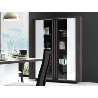 👉 Vitrinekast wit ARISTOTE 2 deuren wengé/hoogglans 5400943230321