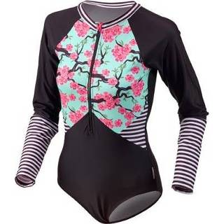 👉 BECO badpak, lange mouwen, borst support, zwart/multi color, maat 36