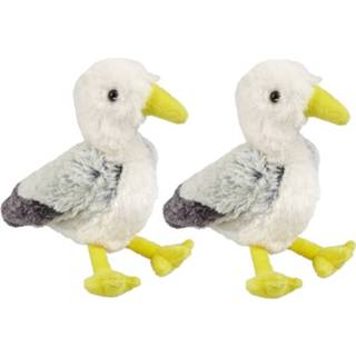 👉 Vogel knuffel wit grijze bruin pluche polyester kinderen 2x stuks wit/grijze zeemeeuw 20 cm speelgoed