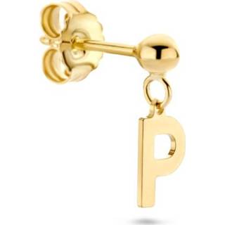 👉 Oorhanger geelgoud active Letter P van 14K