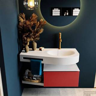 👉 Badmeubel bruin grijs MONDIAZ RIVA 100cm onderkast / planchet kleur Dark_Brown_Grey met 1 lade. Wastafel DULCET rechts kraangat Talc. 6017315190122