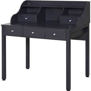 👉 Bureau grijs MDF active HOMdotCOM met plank, schuiflade, computertafel, kantoortafel, MDF, donkergrijs 6011606359366