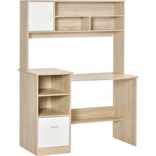 👉 Bureau wit active HOMdotCOM met legplanken Natuurlijk 120 cm x 60 160 6011604175166