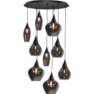 👉 Hanglamp zwart metaal glas design binnen smoke HighLight Cambio 9 lichts - / 8718379038655