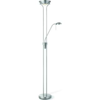 Vloerlamp zilver staal metaal rond modern g9 binnen Home sweet Uplight met leeslamp - mat 8718808182249