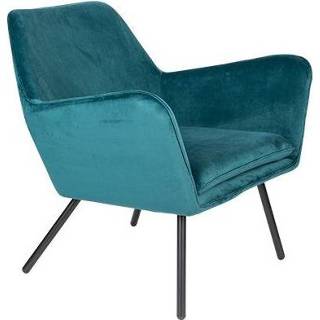 👉 Fauteuil PVC velours urban blauw binnen wit White Label Living Bon velvet - 8718548049703