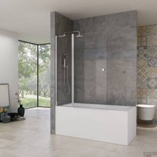 👉 Badwand glas chroom Van Rijn ST02 Klapwand + Vaste Wand 120x150 cm Helder 6 mm 8719304898580