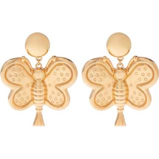 👉 Clipon geel onesize vrouwen Clip-on earrings with butterfly charm Moschino , Dames